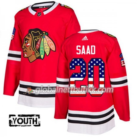 Chicago Blackhawks Hockeydrakt Brandon Saad 20 2017-2018 USA Flag Fashion Svart Adidas Authentic - Barn